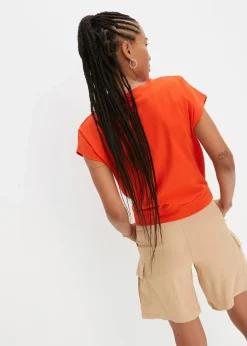 New Kurzes T-Shirt aus reiner Bio-Baumwolle Damen Shirts & Tops
