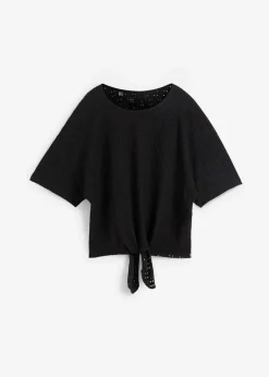 Damen bonprix Shirts & Tops|Kurzshirt mit Lochstickerei