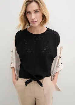 Damen bonprix Shirts & Tops|Kurzshirt mit Lochstickerei