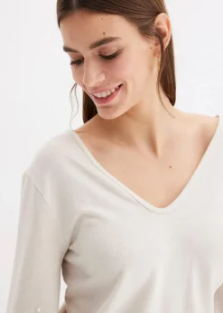 Damen bonprix Bekleidung·Blusen & Tuniken|Sweat|Kuschel-Fleeceshirt mit Perlen