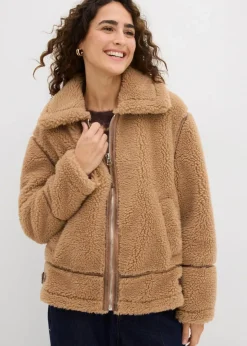 Damen bonprix Jacken & Mäntel|Nachhaltigere Materialien|Lammfellimitat-Jacke