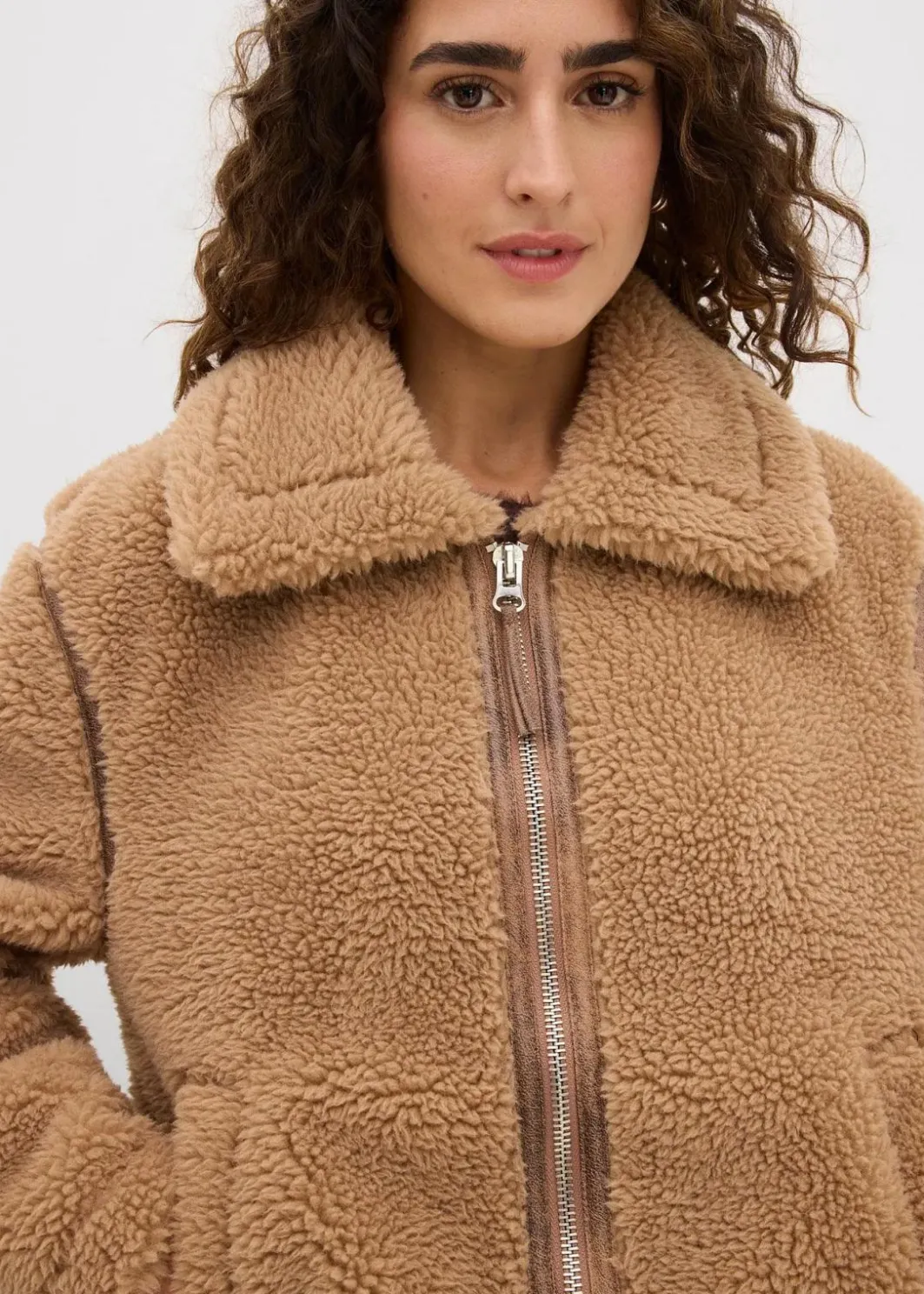 Damen bonprix Jacken & Mäntel|Nachhaltigere Materialien|Lammfellimitat-Jacke
