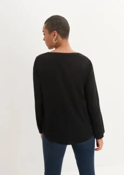 Clearance Langarm Bluse mit V-Ausschnitt aus fließender Viskose Damen Bekleidung·Jacken & Mäntel|Blusen & Tuniken