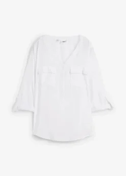 Damen bonprix Nachhaltigere Materialien|Blusen & Tuniken|Langarm Bluse mit V-Ausschnitt aus fließender Viskose