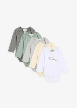 Kinder bonprix Bio Baumwolle|Bodys & Strampler|Langarmbody aus reiner Bio-Baumwolle (5er-Pack)