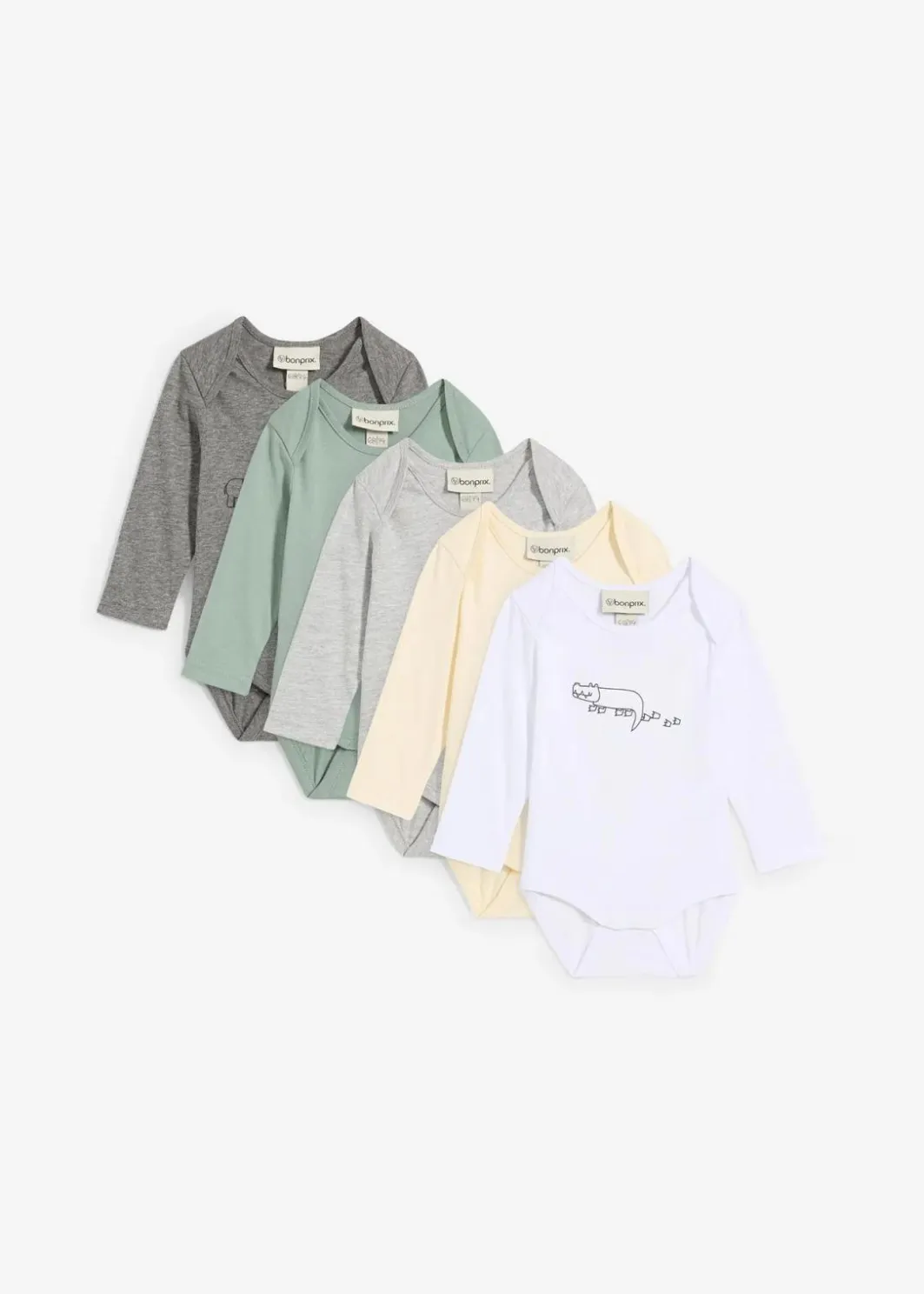 Kinder bonprix Bio Baumwolle|Bodys & Strampler|Langarmbody aus reiner Bio-Baumwolle (5er-Pack)