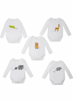 Kinder bonprix Mehrfachpacks|Bodys & Strampler|Langarmbody aus reiner Bio-Baumwolle (5er-Pack)