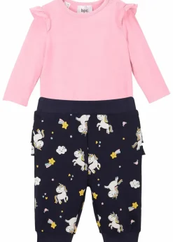 Kinder bonprix Hosen & Leggings|Shirts & Pullover|Langarmbody und Sweathose aus Bio-Baumwolle (2-tlg.Set)