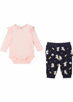 Kinder bonprix Hosen & Leggings|Shirts & Pullover|Langarmbody und Sweathose aus Bio-Baumwolle (2-tlg.Set)