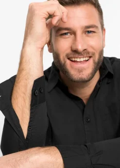 Herren bonprix Große Größen|Hemden|Langarmhemd aus reiner Baumwolle