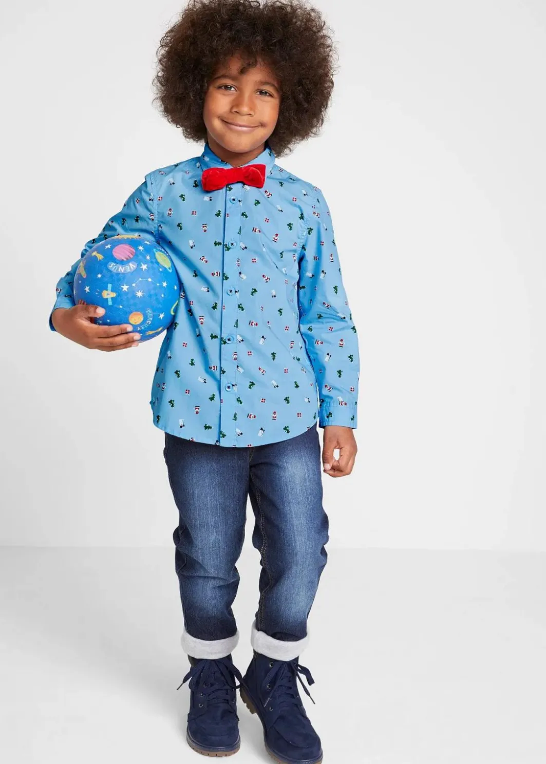 Best Langarmhemd mit Fliege und Weihnachtsmotiv (2-tlg.Set) Kinder Jungen 9-16 Jahre·Anzüge & Hemden|Jungen 9-16 Jahre·Shirts
