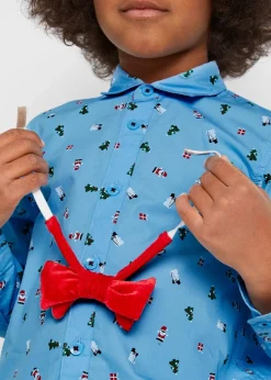 Best Langarmhemd mit Fliege und Weihnachtsmotiv (2-tlg.Set) Kinder Jungen 9-16 Jahre·Anzüge & Hemden|Jungen 9-16 Jahre·Shirts