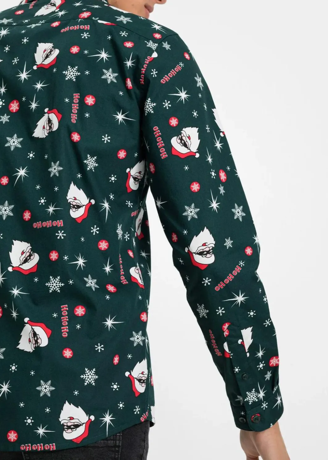 Sale Langarmhemd mit Weihnachts-Druck aus reiner Baumwolle, Slim Fit Herren Große Größen|Hemden