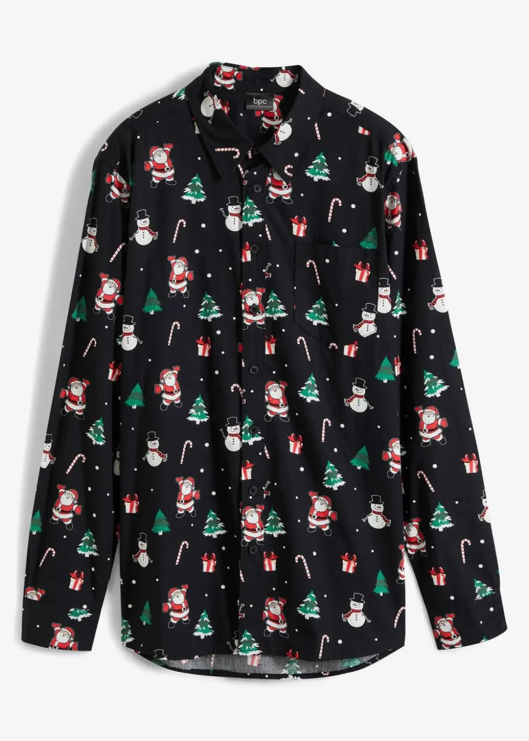 Herren bonprix Große Größen|Hemden|Langarmhemd mit Weihnachtsmotiv aus reiner Baumwolle