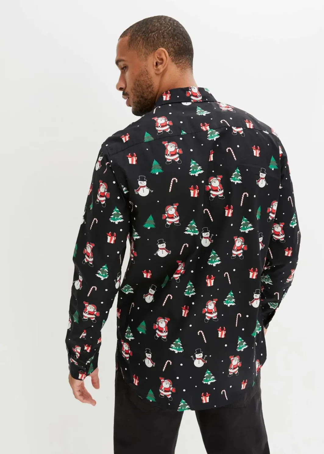 Herren bonprix Große Größen|Hemden|Langarmhemd mit Weihnachtsmotiv aus reiner Baumwolle