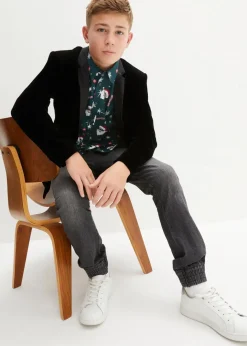 Kinder bonprix Jungen 9-16 Jahre·Anzüge & Hemden|Langarmhemd mit Weihnachtsmotiv, Slim Fit