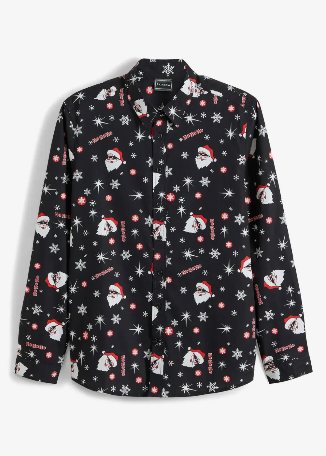 Outlet Langarmhemd mit Weihnachts-Druck aus reiner Baumwolle, Slim Fit Herren Hemden|Große Größen