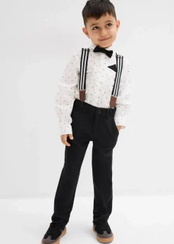 Kinder bonprix Jungen 2-8 Jahre·Anzüge & Hemden|Langarmhemd, Stretch-Hose, Hosenträger und Fliege (4-tlg.Set)