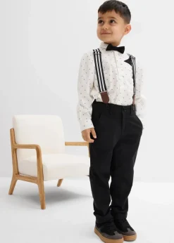 Kinder bonprix Jungen 2-8 Jahre·Anzüge & Hemden|Langarmhemd, Stretch-Hose, Hosenträger und Fliege (4-tlg.Set)