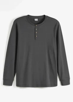 Langarm-Henleyshirt aus reiner Baumwolle Herren Shirts & Polos|Große Größen