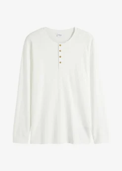 Clearance Langarm-Henleyshirt aus reiner Baumwolle Herren Große Größen|Shirts & Polos