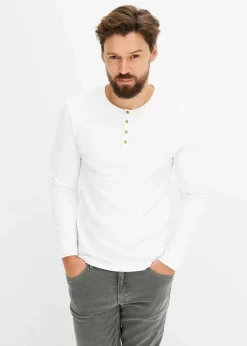 Clearance Langarm-Henleyshirt aus reiner Baumwolle Herren Große Größen|Shirts & Polos
