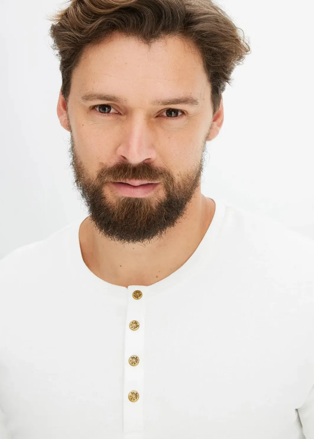Clearance Langarm-Henleyshirt aus reiner Baumwolle Herren Große Größen|Shirts & Polos
