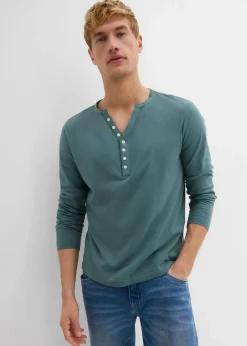 Online Langarm-Henleyshirt aus reiner Bio-Baumwolle, Slim Fit Herren Shirts & Polos|Große Größen