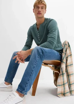Online Langarm-Henleyshirt aus reiner Bio-Baumwolle, Slim Fit Herren Shirts & Polos|Große Größen