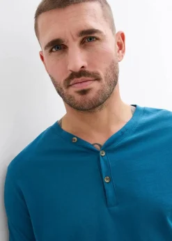 New Langarm-Henleyshirt aus reiner Bio-Baumwolle (2er Pack) Herren Große Größen|Basics