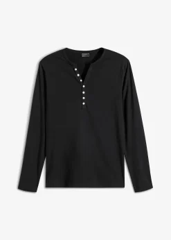 Herren bonprix Große Größen|Shirts & Polos|Langarm-Henleyshirt aus reiner Bio-Baumwolle, Slim Fit