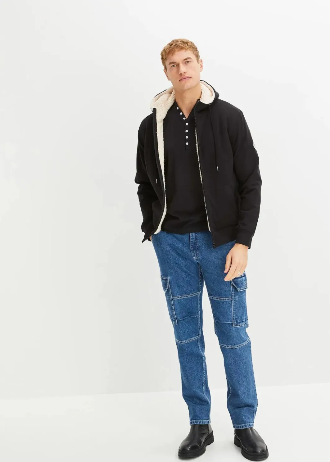 Herren bonprix Große Größen|Shirts & Polos|Langarm-Henleyshirt aus reiner Bio-Baumwolle, Slim Fit