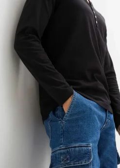 Herren bonprix Große Größen|Shirts & Polos|Langarm-Henleyshirt aus reiner Bio-Baumwolle, Slim Fit