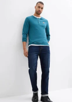 Herren bonprix Große Größen|Shirts & Polos|Langarm-Henleyshirt aus reiner Bio-Baumwolle (2er Pack)