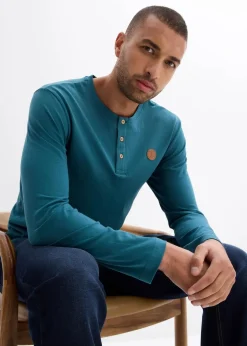 Herren bonprix Große Größen|Shirts & Polos|Langarm-Henleyshirt aus reiner Bio-Baumwolle (2er Pack)