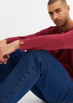 Herren bonprix Shirts & Polos|Große Größen|Langarm-Henleyshirt aus reiner Bio-Baumwolle (2er Pack)
