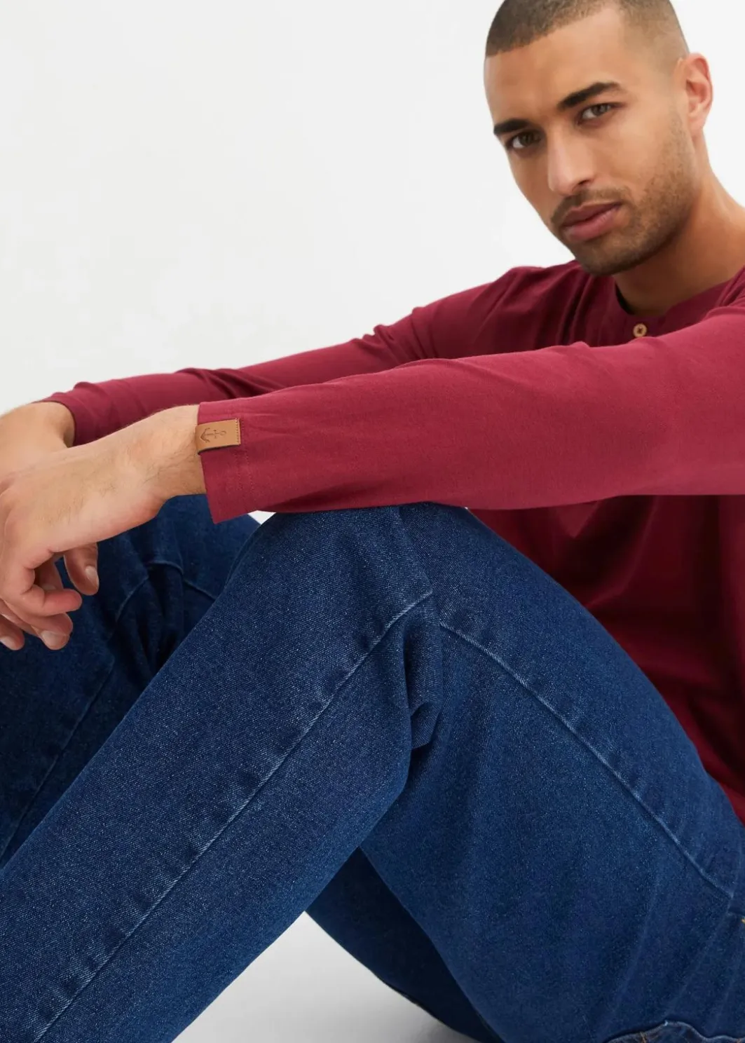 Herren bonprix Shirts & Polos|Große Größen|Langarm-Henleyshirt aus reiner Bio-Baumwolle (2er Pack)