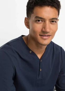 Herren bonprix Shirts & Polos|Basics|Langarm-Henleyshirt aus reiner Bio-Baumwolle (2er Pack)