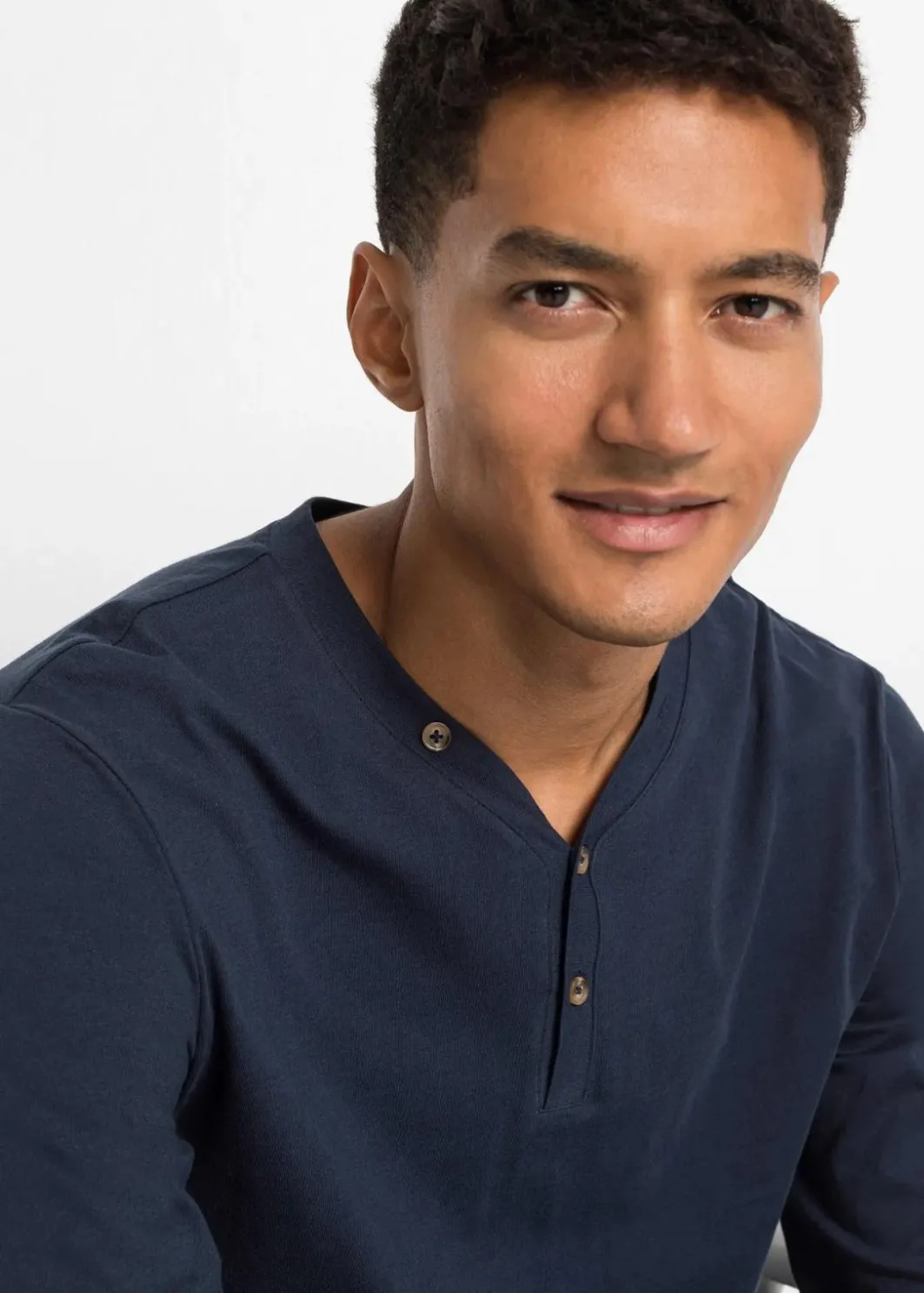 Herren bonprix Shirts & Polos|Basics|Langarm-Henleyshirt aus reiner Bio-Baumwolle (2er Pack)
