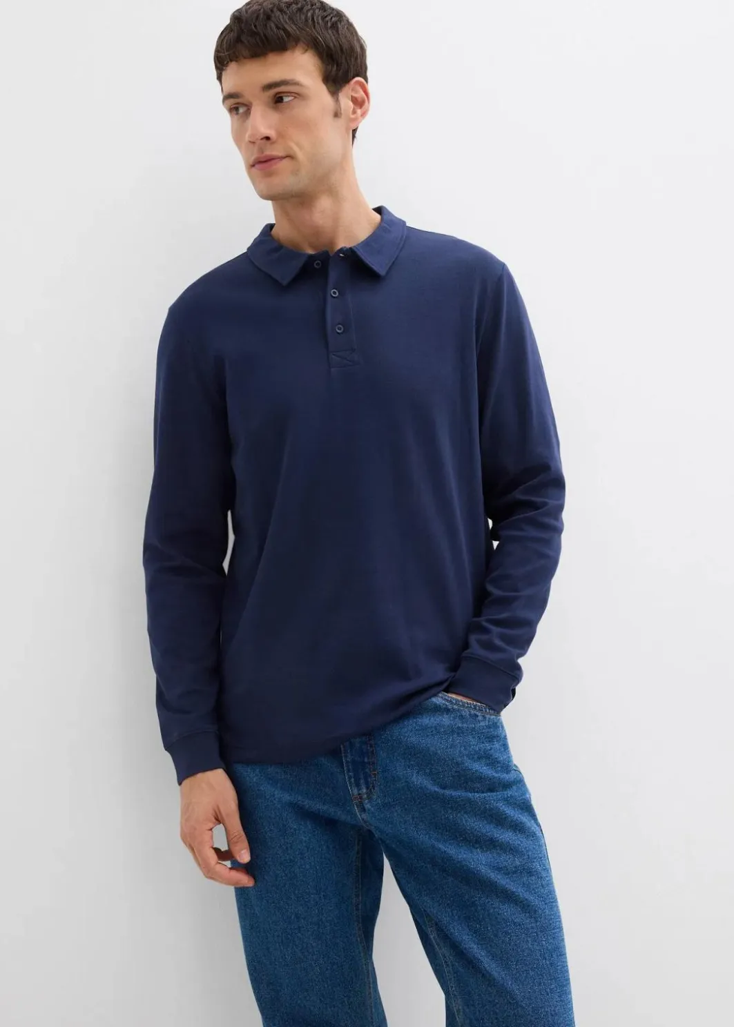 Langarm-Poloshirt aus reiner Bio-Baumwolle Herren Große Größen|Shirts & Polos