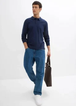 Langarm-Poloshirt aus reiner Bio-Baumwolle Herren Große Größen|Shirts & Polos