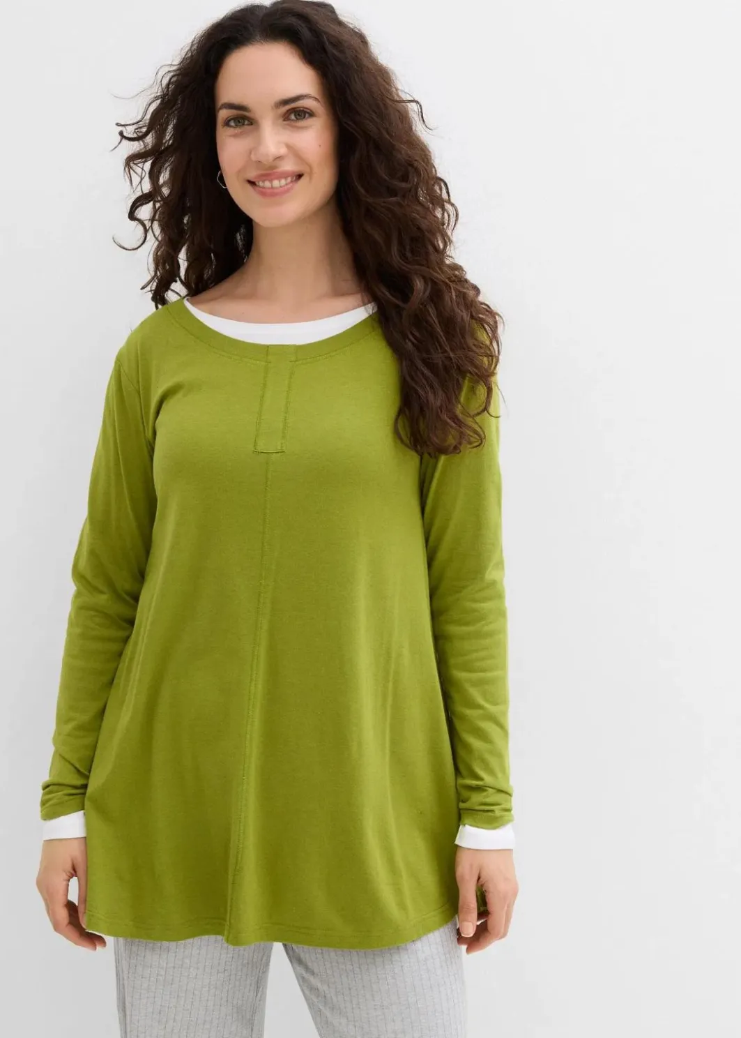 Damen bonprix Shirts & Tops|Langarmshirt aus Baumwoll-Viskose-Mix