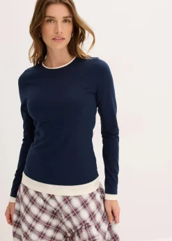 Outlet Langarmshirt aus Baumwollmix Damen Shirts & Tops