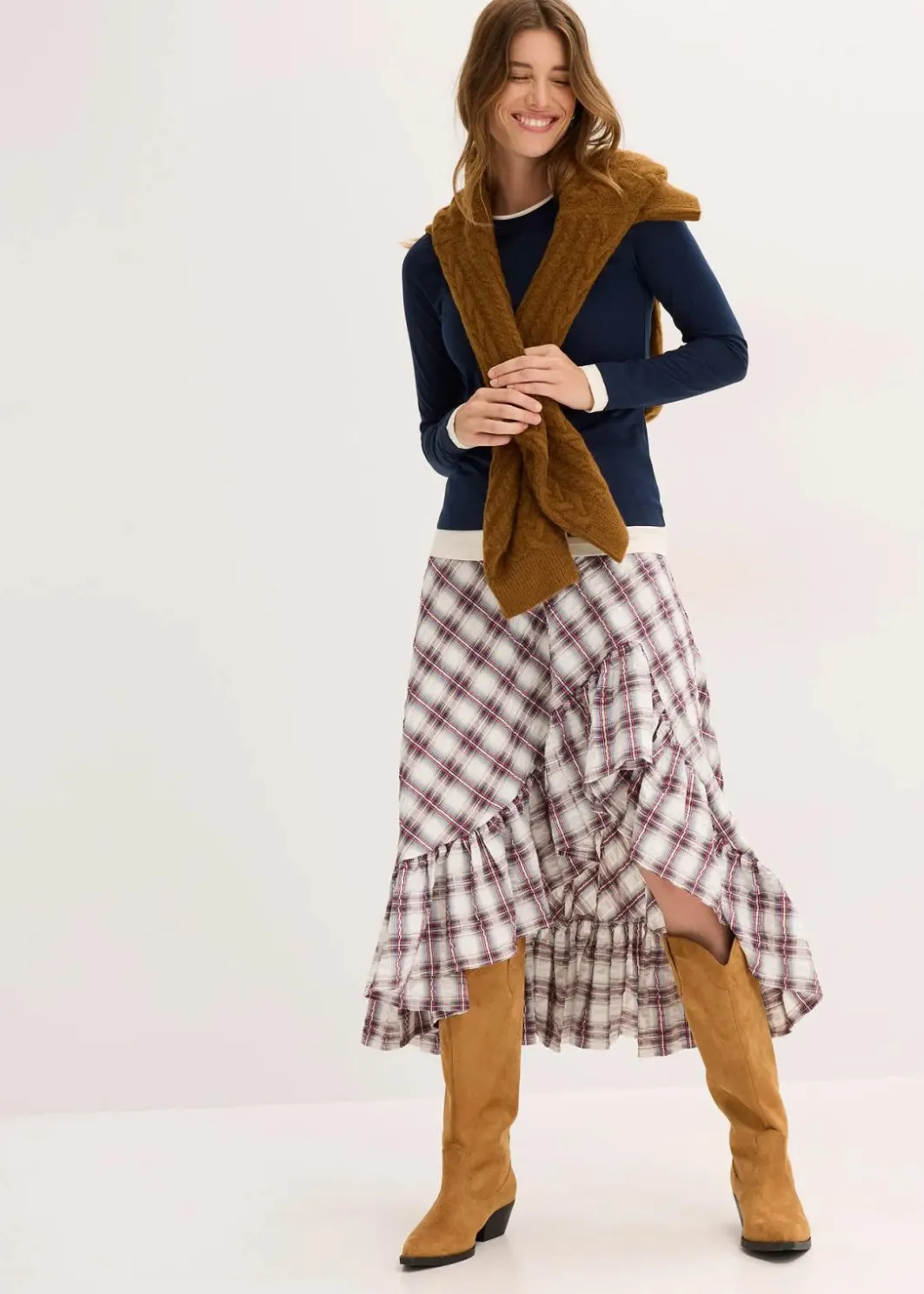 Outlet Langarmshirt aus Baumwollmix Damen Shirts & Tops