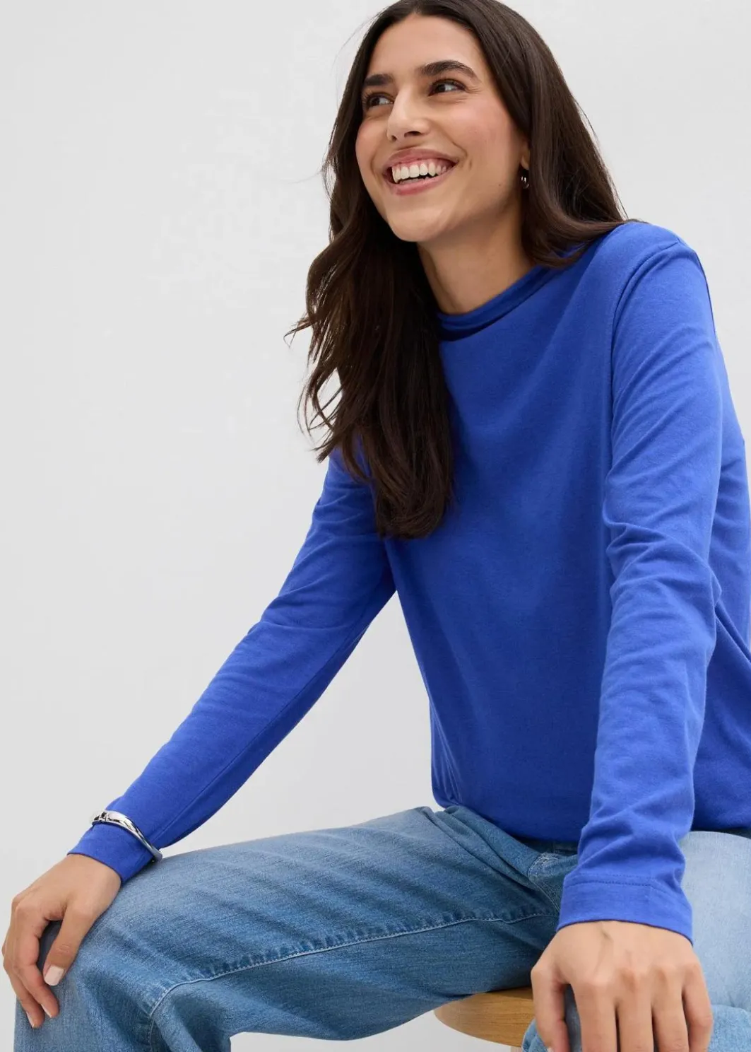 Damen bonprix Nachhaltigere Materialien|Shirts & Tops|Langarmshirt aus Baumwollmix
