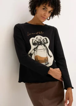 Damen bonprix Shirts & Tops|Langarmshirt aus Baumwollstretch