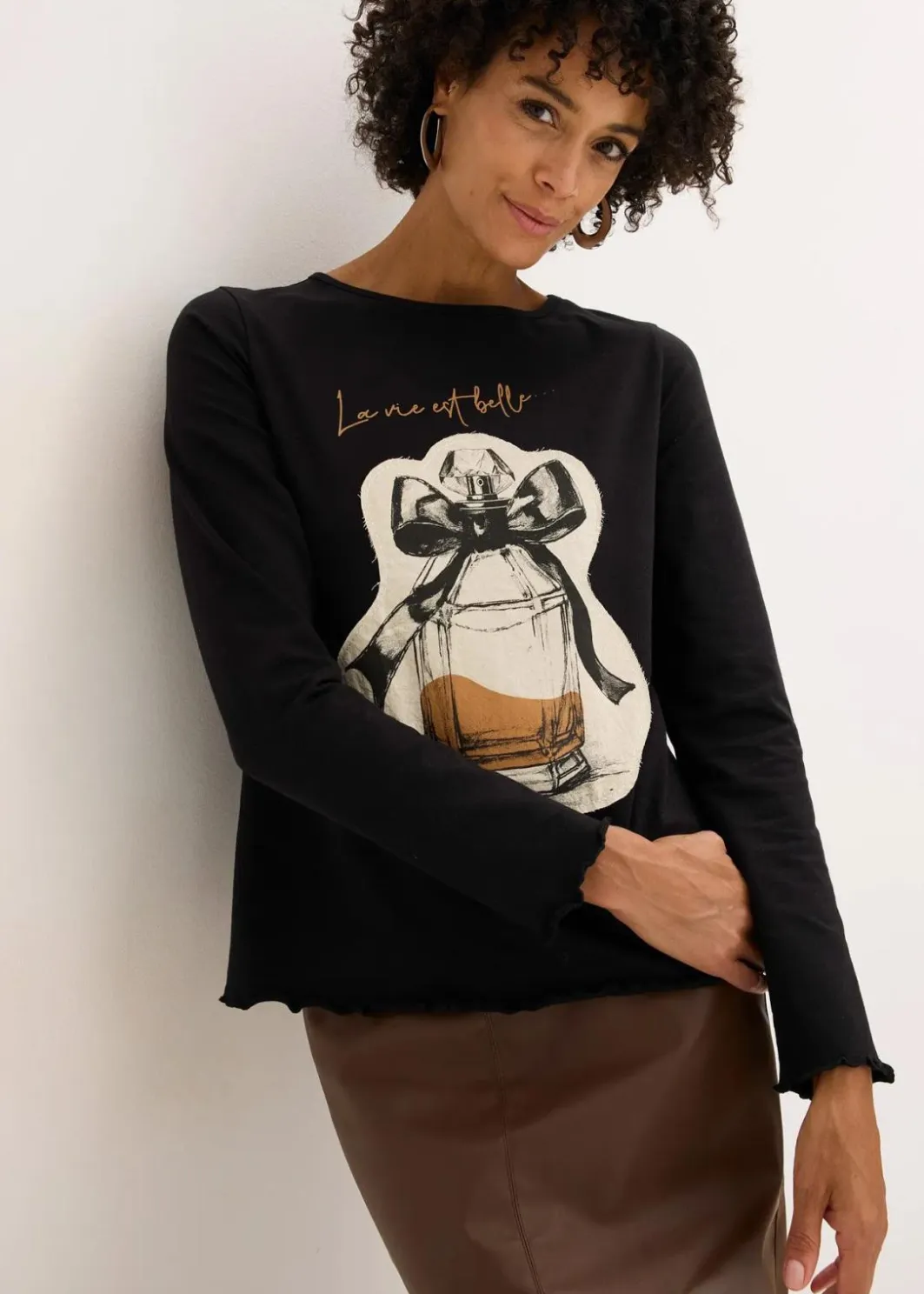 Damen bonprix Shirts & Tops|Langarmshirt aus Baumwollstretch
