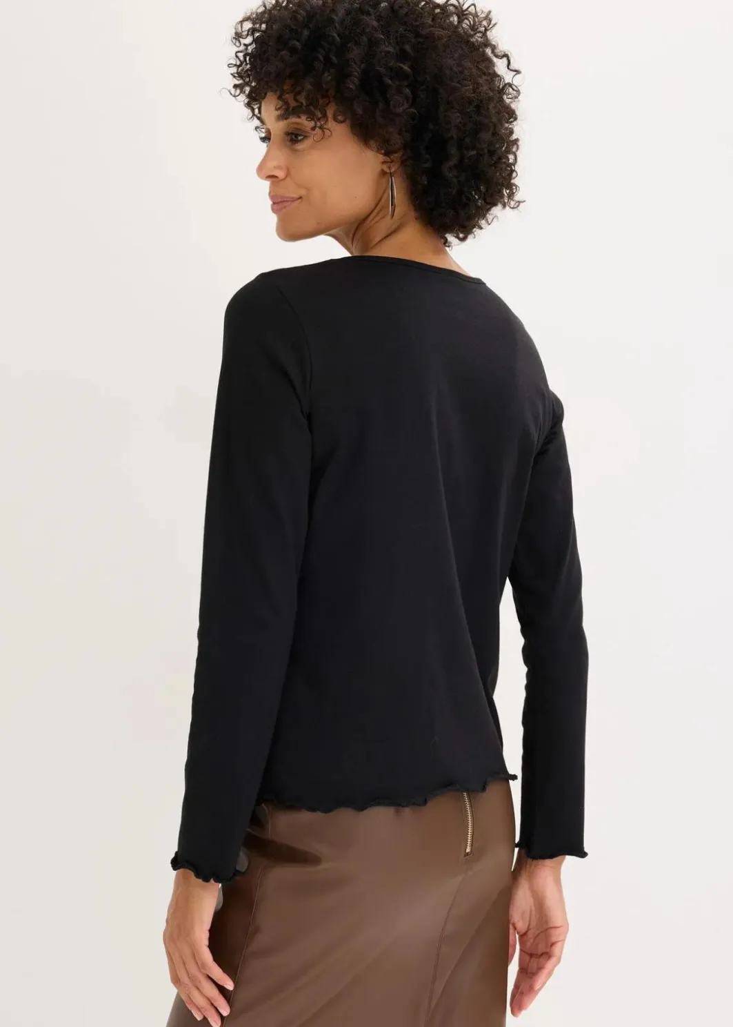 Damen bonprix Shirts & Tops|Langarmshirt aus Baumwollstretch