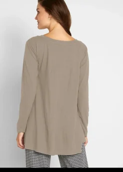 Damen bonprix Shirts & Tops|Langarmshirt aus Baumwoll-Viskose-Mix