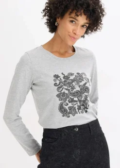 Langarmshirt aus Bio-Baumwolle mit dekorativem Print Damen Shirts & Tops|Nachhaltigere Materialien